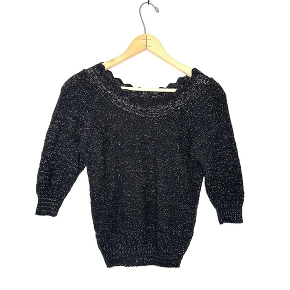 Adele Knit Wear | Vintage Black Metallic Sweater - Picture 1 of 6